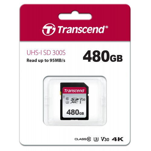 Флеш карта SD 480GB Transcend SDXC Class 10 UHS-I U3, V30, TLC, Silver