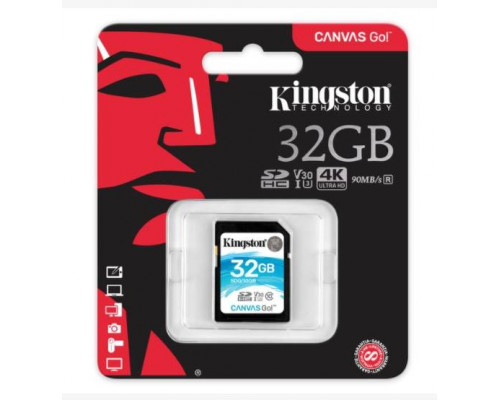 Флеш карта SD 32GB Kingston SDHC Class 10 UHS-I U3 V30 Canvas Go 45MB/s