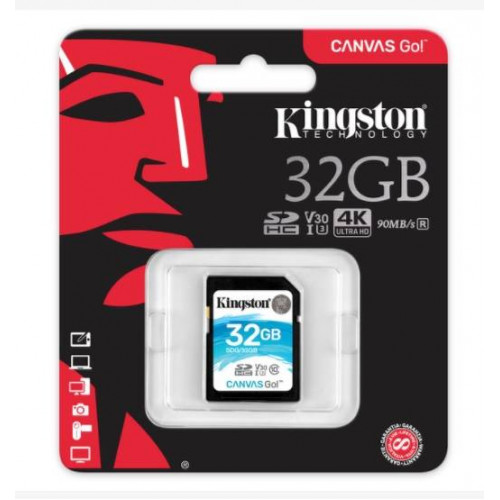 Флеш карта SD 32GB Kingston SDHC Class 10 UHS-I U3 V30 Canvas Go 45MB/s
