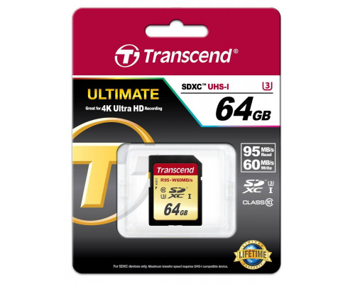 Флеш карта SD 64GB Transcend SDXC Class 10 UHS Class 3