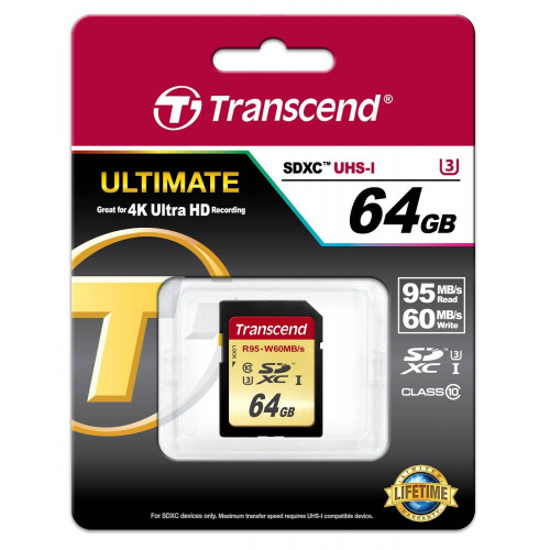 Флеш карта SD 64GB Transcend SDXC Class 10 UHS Class 3