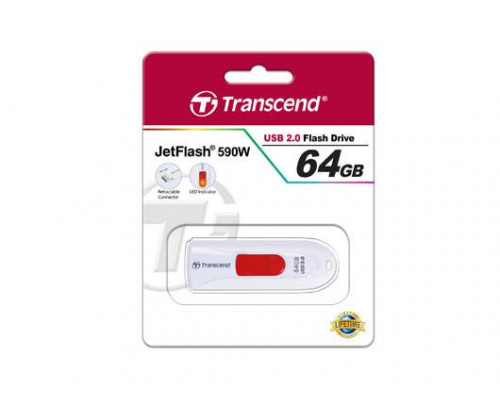 Флеш накопитель 64GB Transcend JetFlash 590, USB 2.0, Белый