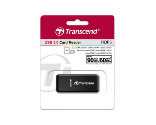 Устройство чтения/записи флеш карт Transcend RDF5, SD/microSD, USB 3.0, Черный