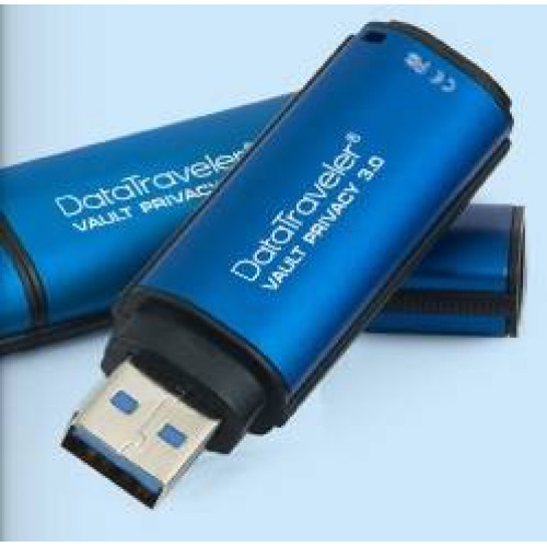 Флеш накопитель 4GB Kingston DataTraveler Vault Privacy DTVP30, 256bit AES Encrypted, USB 3.0, водонепроницаемый, Синий
