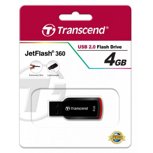 Флеш накопитель 4GB Transcend JetFlash 360, USB 2.0, Черный
