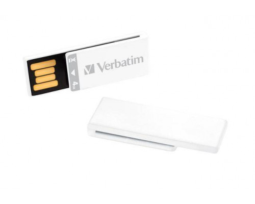 Флеш накопитель 4GB Verbatim Clip-it, USB 2.0, Slim, Белый