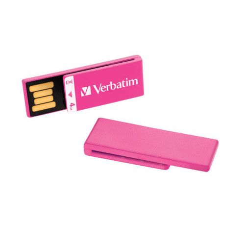 Флеш накопитель 4GB Verbatim Clip-it, USB 2.0, Slim, Розовый
