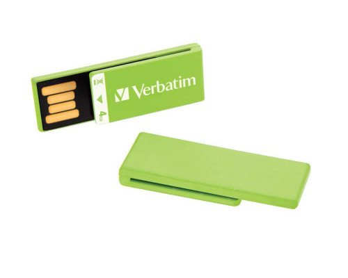 Флеш накопитель 4GB Verbatim Clip-it, USB 2.0, Slim, Зеленый
