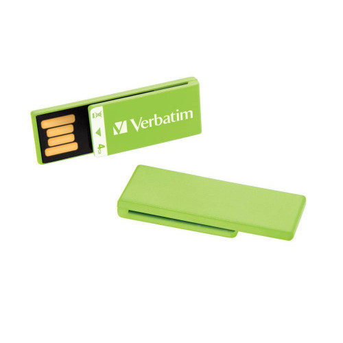 Флеш накопитель 4GB Verbatim Clip-it, USB 2.0, Slim, Зеленый
