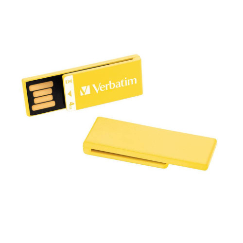 Флеш накопитель 4GB Verbatim Clip-it, USB 2.0, Slim, Желтый