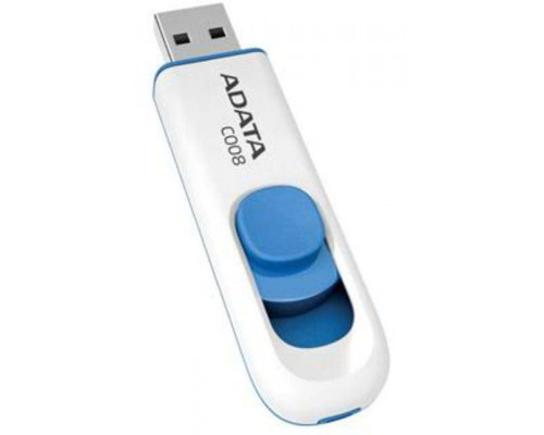 Флеш накопитель 8GB A-DATA Classic C008, USB 2.0, Белый