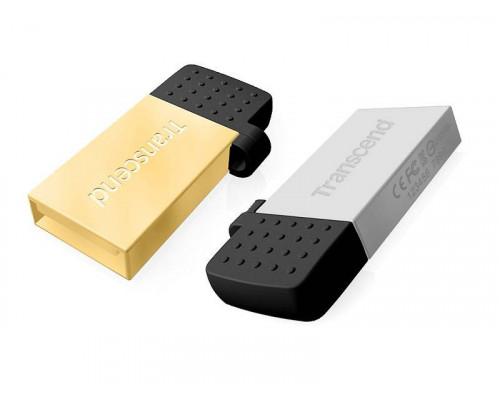 Флеш накопитель 8GB Transcend JetFlash 380, USB 2.0, OTG серебро золото