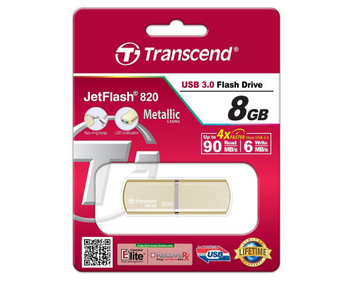 Флеш накопитель 8GB Transcend JetFlash 820, USB 3.0, золото