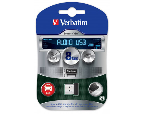 Флеш накопитель 8GB Verbatim Audio, USB 2.0, Micro, Черный