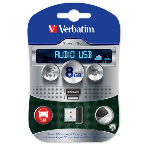 Флеш накопитель 8GB Verbatim Audio, USB 2.0, Micro, Черный