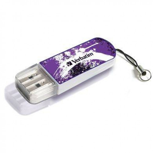Флеш накопитель 8GB Verbatim Mini Graffiti Edition, USB 2.0, Фиолетовый