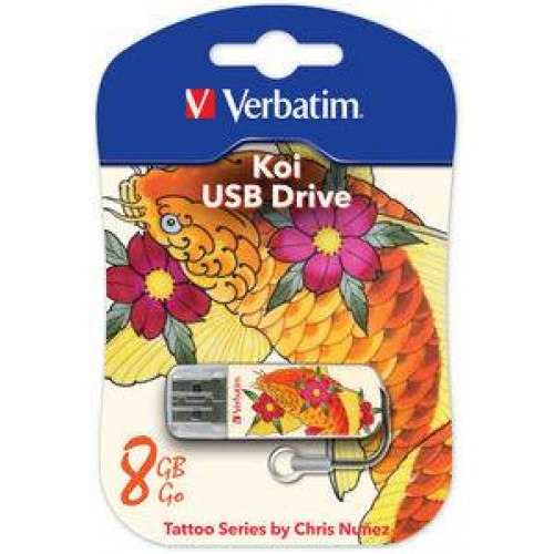 Флеш накопитель 8GB Verbatim Mini Tattoo Edition, USB 2.0, Рыба