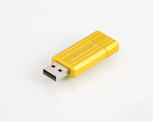 Флеш накопитель 8GB Verbatim PinStripe, USB 2.0, Желтый
