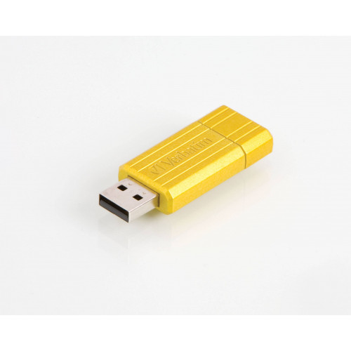 Флеш накопитель 8GB Verbatim PinStripe, USB 2.0, Желтый