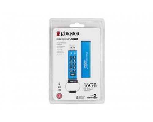 Флеш накопитель 16GB Kingston DataTraveler 2000 USB 3.0, кнопочное  шифрование, Бирюзовый