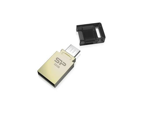 Флеш накопитель 16Gb Silicon Power Mobile X10 OTG, USB 2.0/MicroUSB, Золотистый