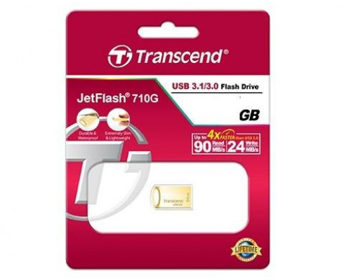 Флеш накопитель 16GB Transcend JetFlash 710, USB 3.1, Металл Золото