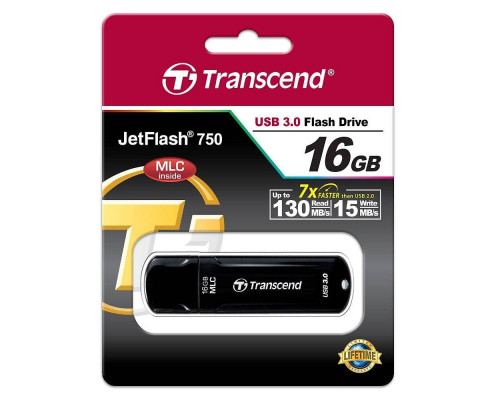 Флеш накопитель 16GB Transcend JetFlash 750, USB 3.0, Черный