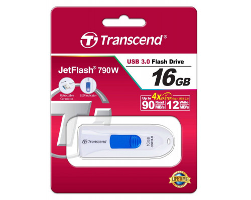 Флеш накопитель 16GB Transcend JetFlash 790, USB 3.0, Белый/Синий
