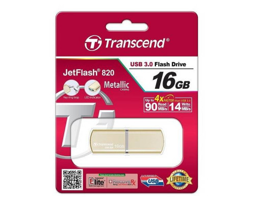Флеш накопитель 16GB Transcend JetFlash 820, USB 3.0, золото