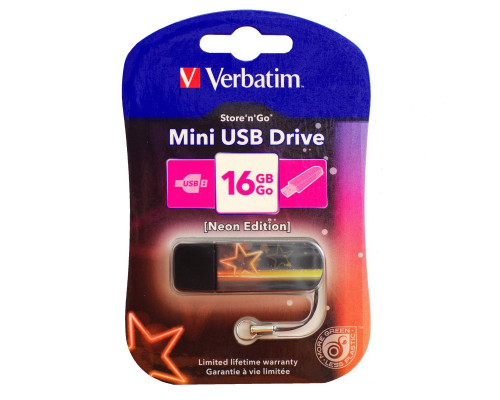 Флеш накопитель 16GB Verbatim Mini Neon Edition, USB 2.0, Orange