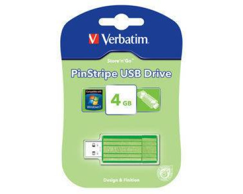Флеш накопитель 16GB Verbatim PinStripe, USB 2.0, Зеленый