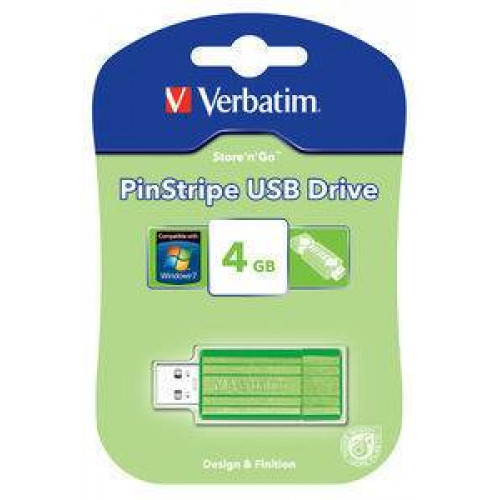 Флеш накопитель 16GB Verbatim PinStripe, USB 2.0, Зеленый