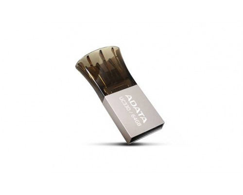 Флеш накопитель 32GB A-DATA DashDrive UC330 OTG, USB 2.0/MicroUSB, Серебро/Черный