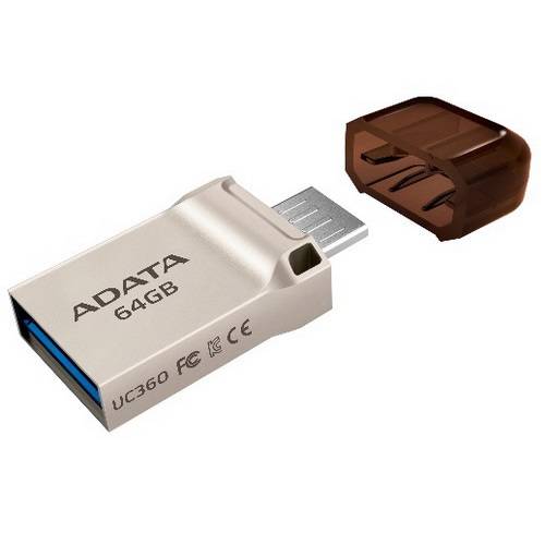 Флеш накопитель 32GB A-DATA DashDrive UC360 OTG, USB 3.1/MicroUSB, Золотой