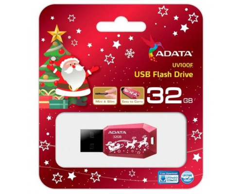 Флеш накопитель 32GB A-DATA UV100, USB 2.0, Красный Christmas