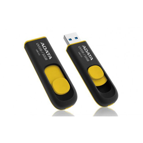 Флеш накопитель 32GB A-DATA UV128, USB 3.0, черный/желтый