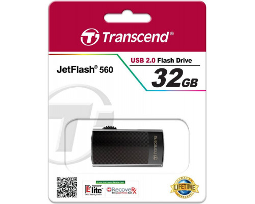 Флеш накопитель 32GB Transcend JetFlash 560, USB 2.0, Хром/Черный