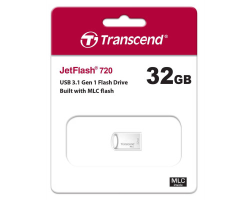 Флеш накопитель 32GB Transcend JetFlash 720S, USB 3.1, MLC, Cеребристый