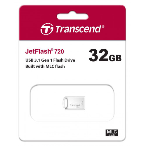 Флеш накопитель 32GB Transcend JetFlash 720S, USB 3.1, MLC, Cеребристый