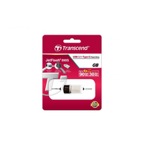 Флеш накопитель 32GB Transcend JetFlash 890, USB 3.1/USB Type-C, серебряный