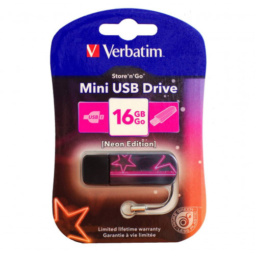 Флеш накопитель 32GB Verbatim Mini Neon Edition, USB 2.0, Pink