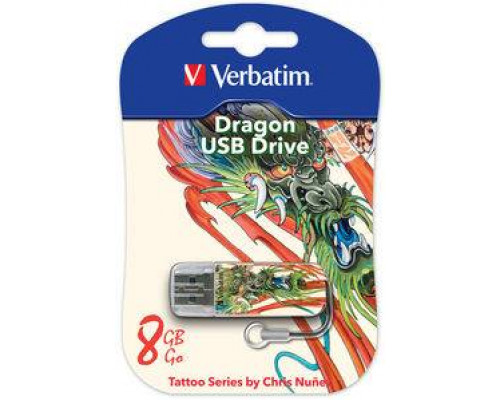 Флеш накопитель 32GB Verbatim Mini Tattoo Edition, USB 2.0, Дракон