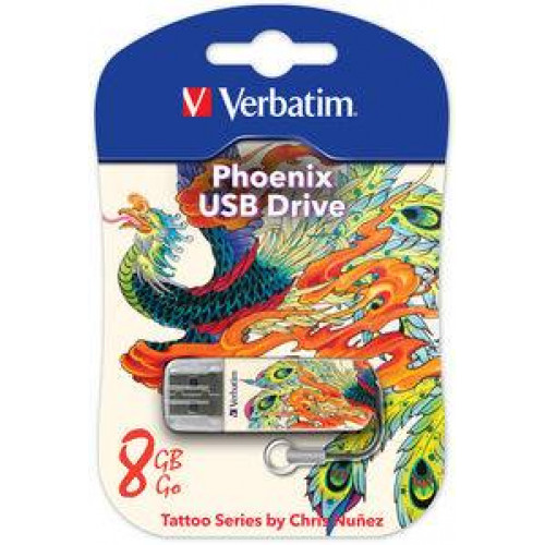 Флеш накопитель 32GB Verbatim Mini Tattoo Edition, USB 2.0, Феникс