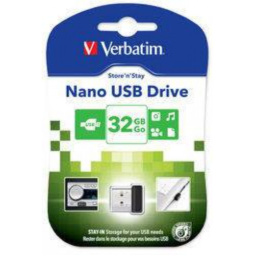 Флеш накопитель 32GB Verbatim Nano, USB 2.0, Micro, Черный