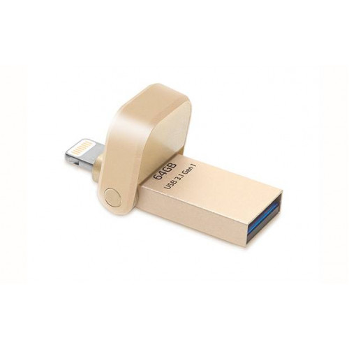 Флеш накопитель 64GB A-DATA i-Memory AI920, USB 3.1/Lightning, Gold