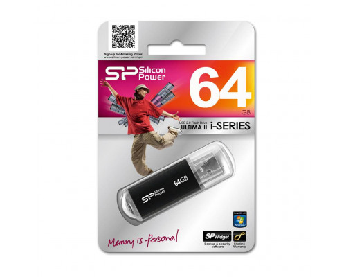 Флеш накопитель 64Gb Silicon Power Ultima II, USB 2.0, Черный