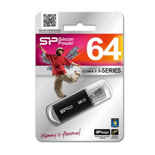Флеш накопитель 64Gb Silicon Power Ultima II, USB 2.0, Черный
