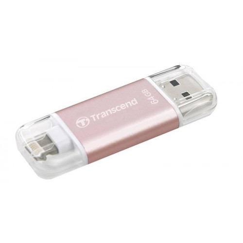 Флеш накопитель 64GB Transcend JetDrive Go 300R, USB 3.1/Lightning, розовое золото