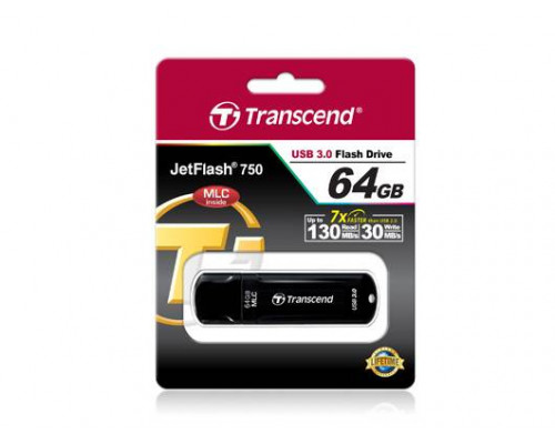 Флеш накопитель 64GB Transcend JetFlash 750, USB 3.0, Черный