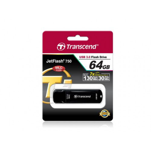 Флеш накопитель 64GB Transcend JetFlash 750, USB 3.0, Черный